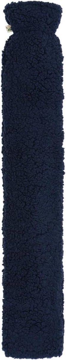 Warme waterkruik - Bedfles - Warmte geven - Zachte teddybont hoes - 77x13cm - Donkerblauw