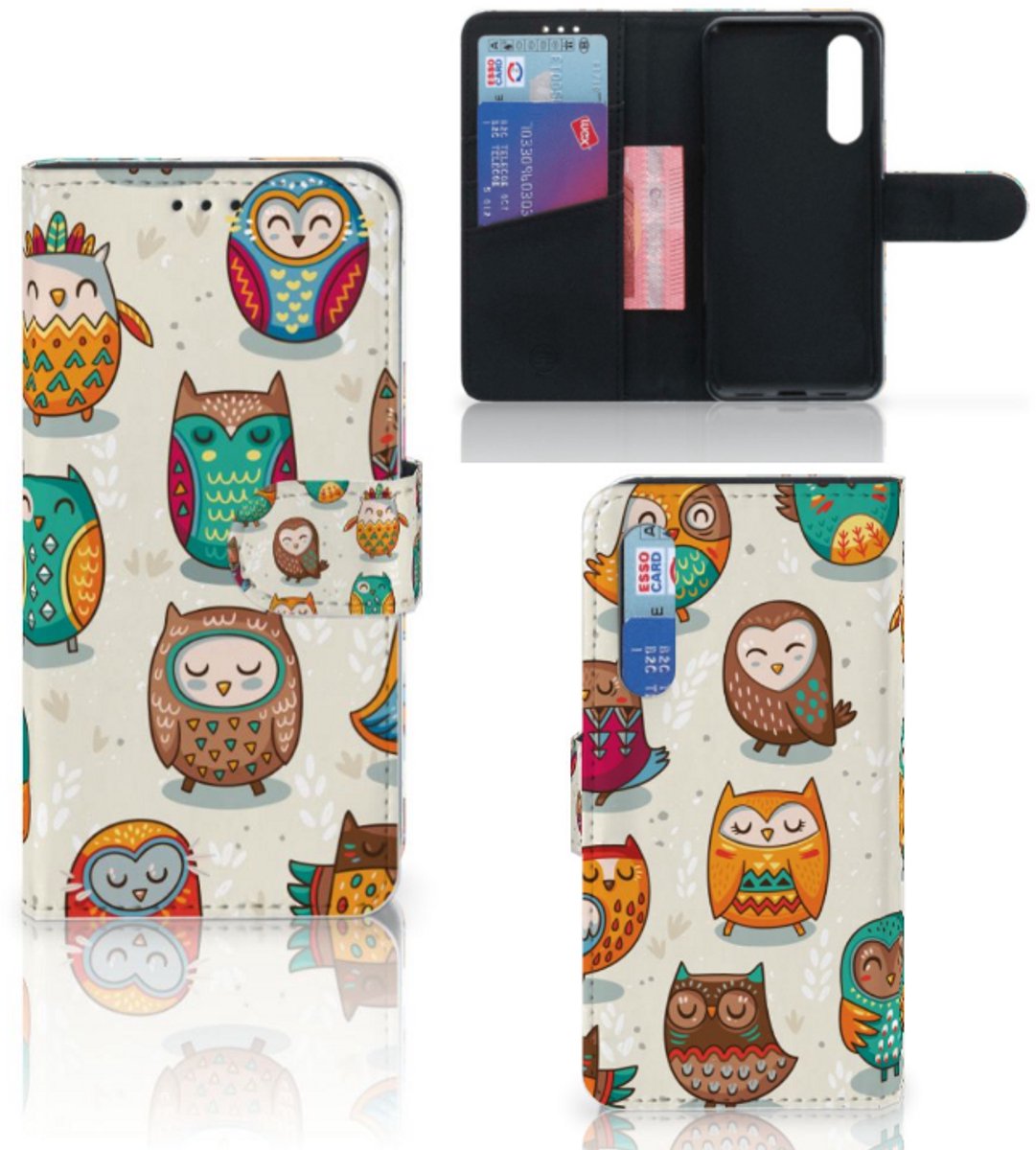 Xiaomi Mi 9 SE Telefoonhoesje met Pasjes Vrolijke Uilen