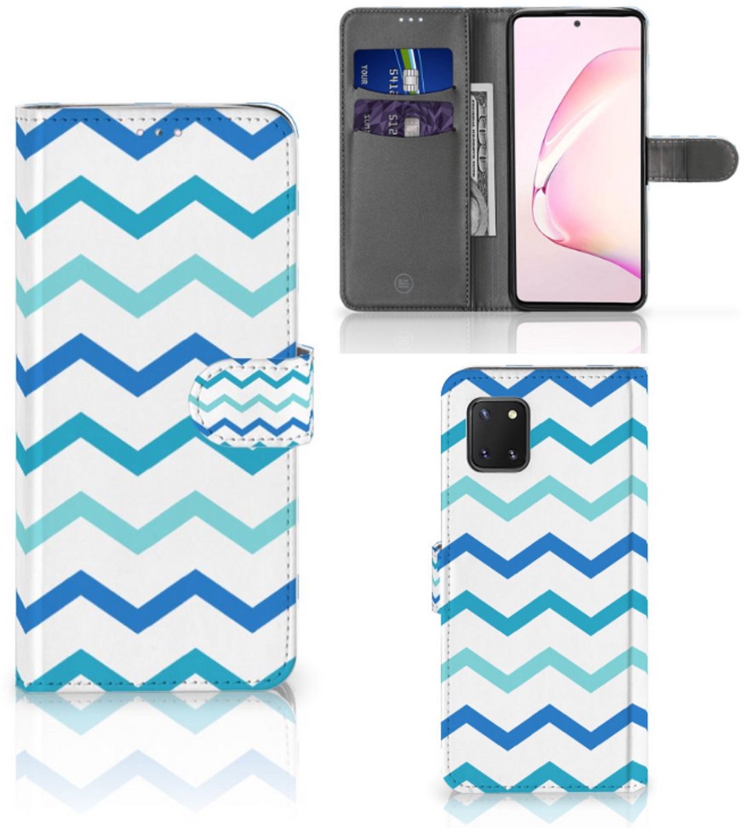 Samsung Note 10 Lite Telefoon Hoesje Zigzag Blauw
