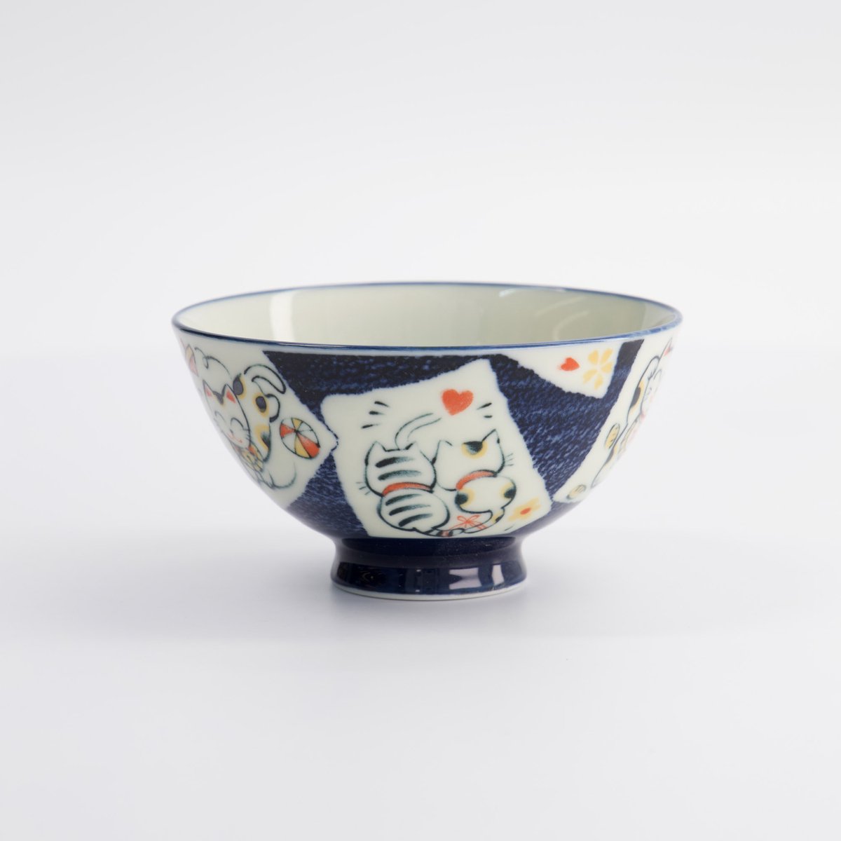 TOKYO DESIGN STUDIO - Kawaii Rice Bowls 11.2x6cm 300ml Bowl Cat Neko Blue HR54/BC 5/120