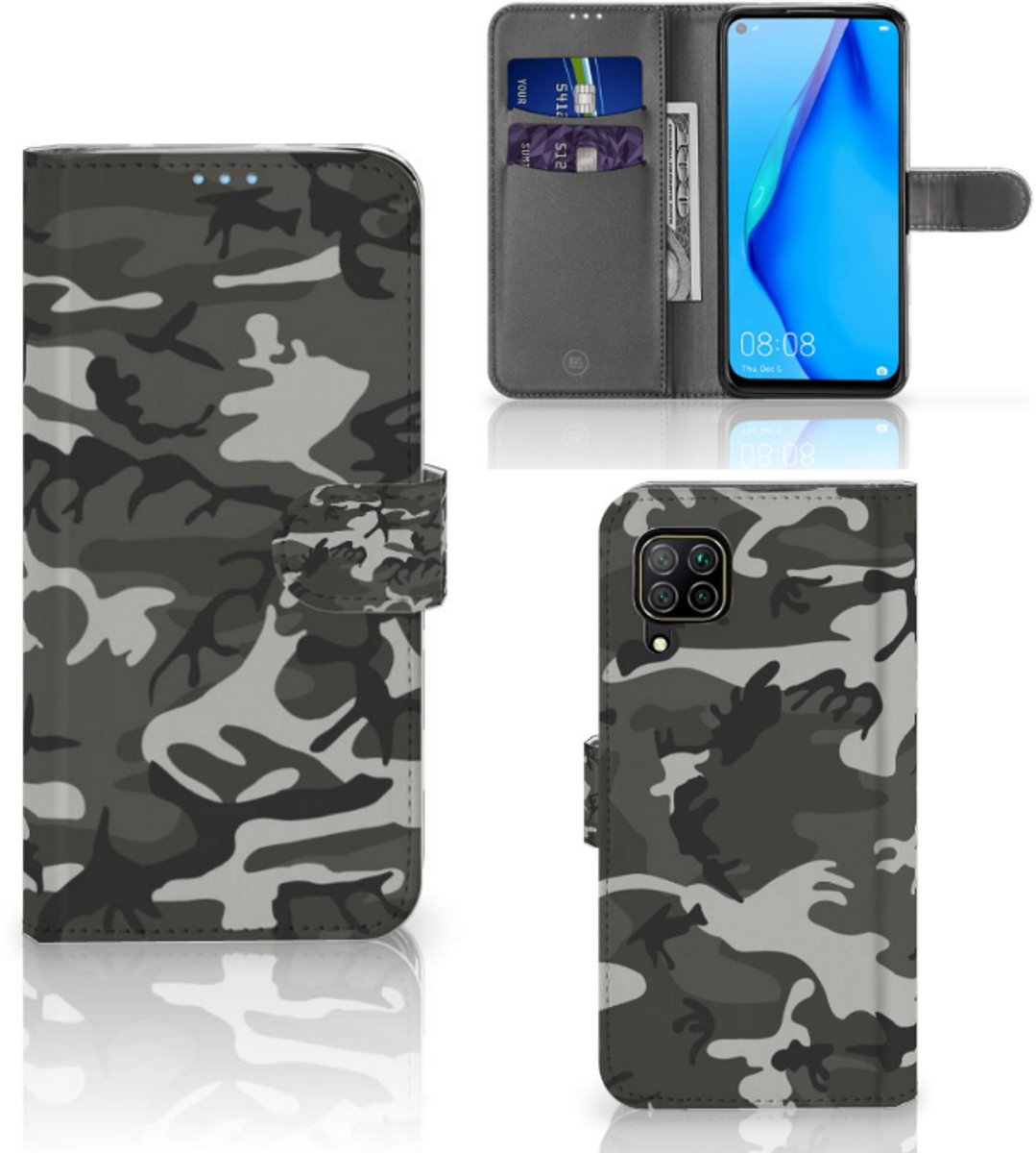 Book Case voor Huawei P40 Lite Telefoon Hoesje Army Light