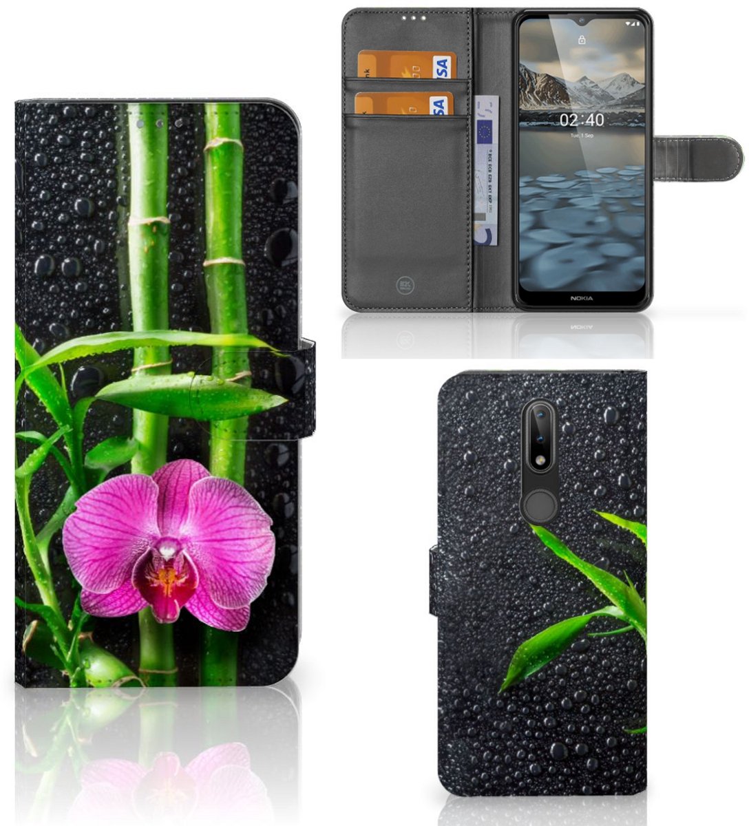 Book Case voor Nokia 2.4 Hoesje Orchidee