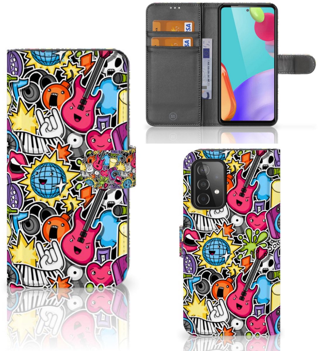 Samsung Galaxy A52 Wallet Case met Pasjes Punk Rock
