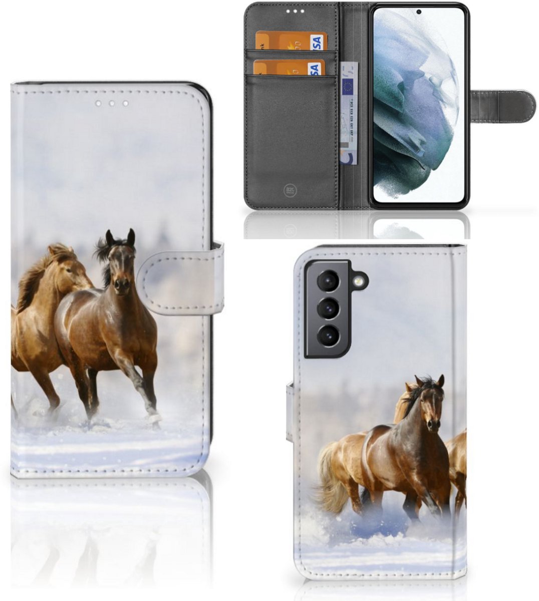 Samsung Galaxy S21 FE Telefoonhoesje met Pasjes Paarden