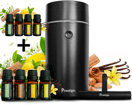 Prestigo Autoparfum-bundel - 6 geuren + 4 extra geuroliën - Auto parfum set - Hervulbaar & langdurig - Auto geurverfrisser