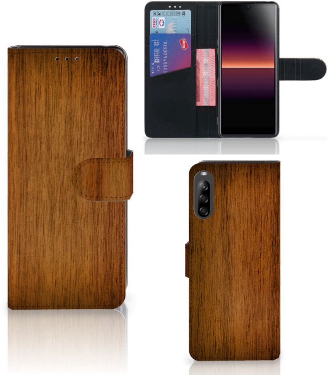 Sony Xperia L4 Book Style Case Donker Hout