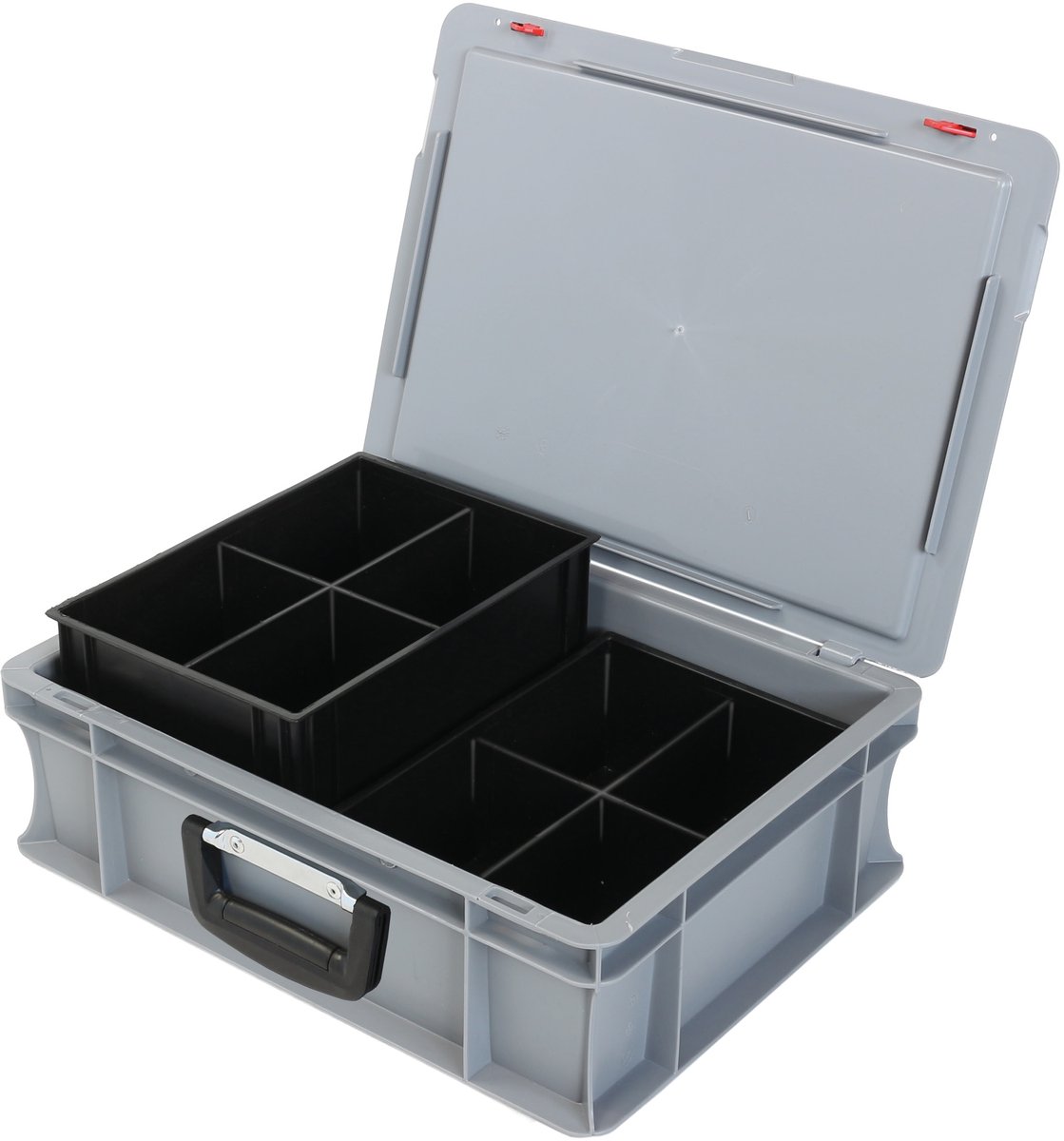 Alpac ProSort - Opbergkoffer - Hobbykoffer - Sorteerkoffer - 2 uitneembare sorteerbakjes - 8 Vakken - 400 x 300 x 140 mm - Grijs/Zwart