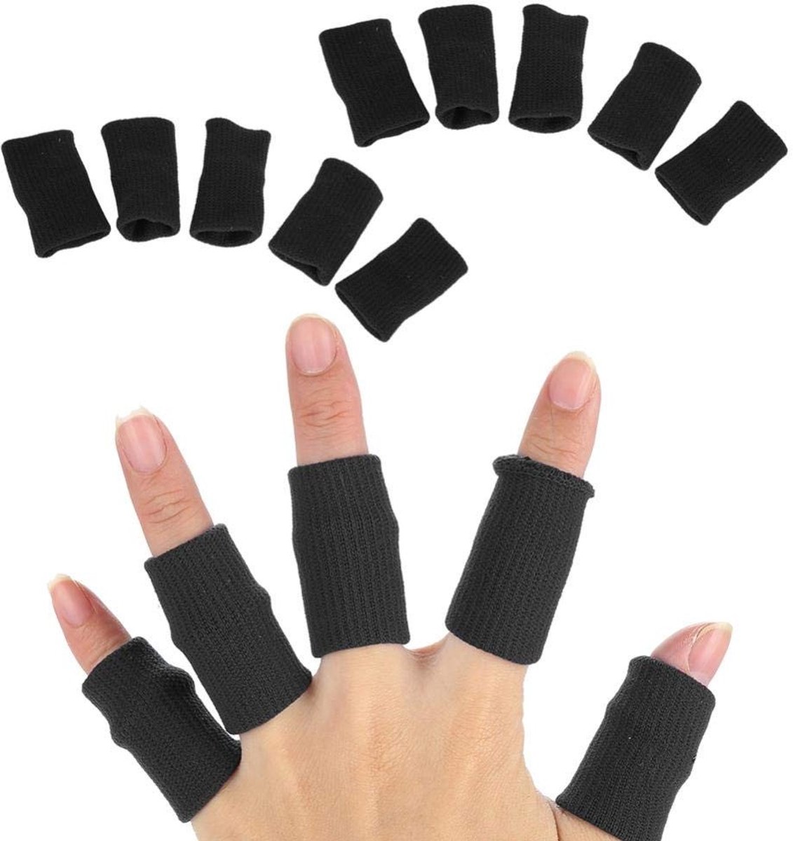 Stretchy Flexibele Vingerbeschermers, 10 Stuks Ondersteuning voor Vingers, Sport en Artritis Hulp