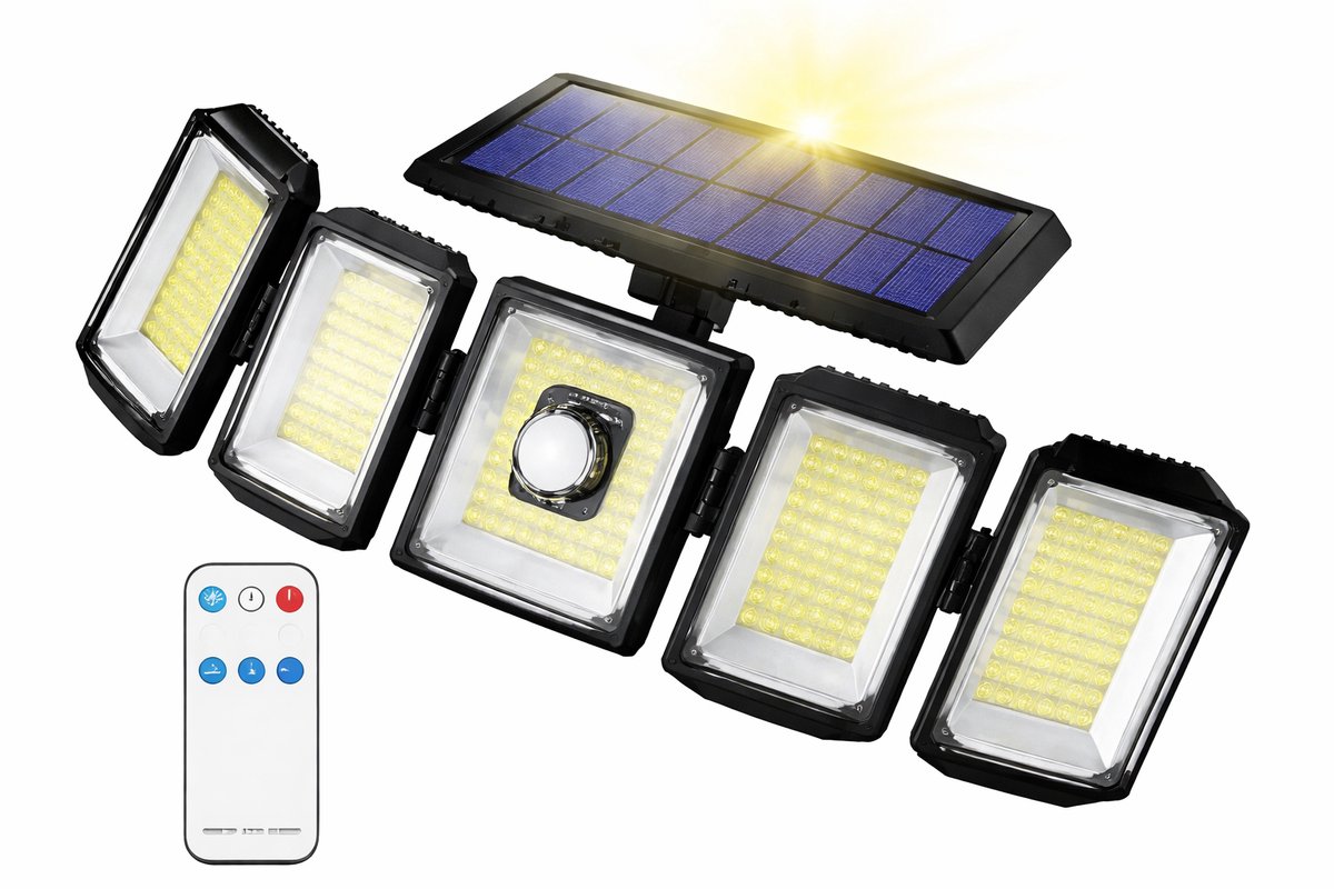 Jurrys Solar Buitenlamp - Beveiligingslamp - Sensorlamp - Padverlichting - Schrikverliching - Zonne-energie - Abs - Breedte 30cm