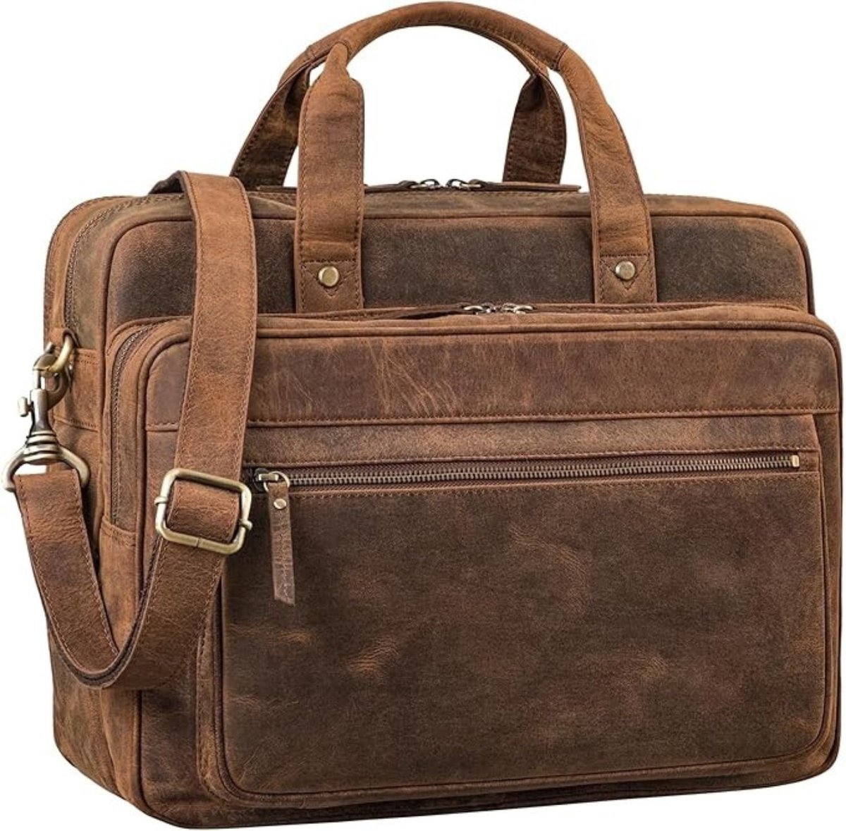 Leren Laptoptas - Laptoptas - Leren Tas - Luxe Leren Laptoptas - Werktas - Schoudertas - Business Tas - Leren Business Tas - 15.6 inch - Lichtbruin - van Imperatoris