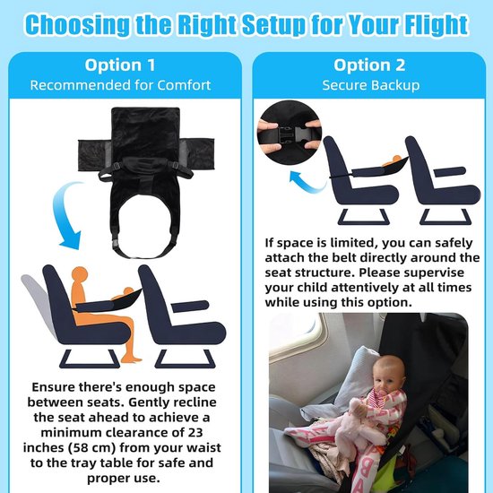 Vliegtuigbedje - Babybedje - Verstelbaar - Wasbaar - comfortabele hangstoel - Compact En Draagbaar - Ideaal Voor Vliegtuigen En Auto's - 75 x 40 cm - voor baby's om te slapen en te rusten - reisbenodigdheden voor baby's - Zwart — afbeelding 5