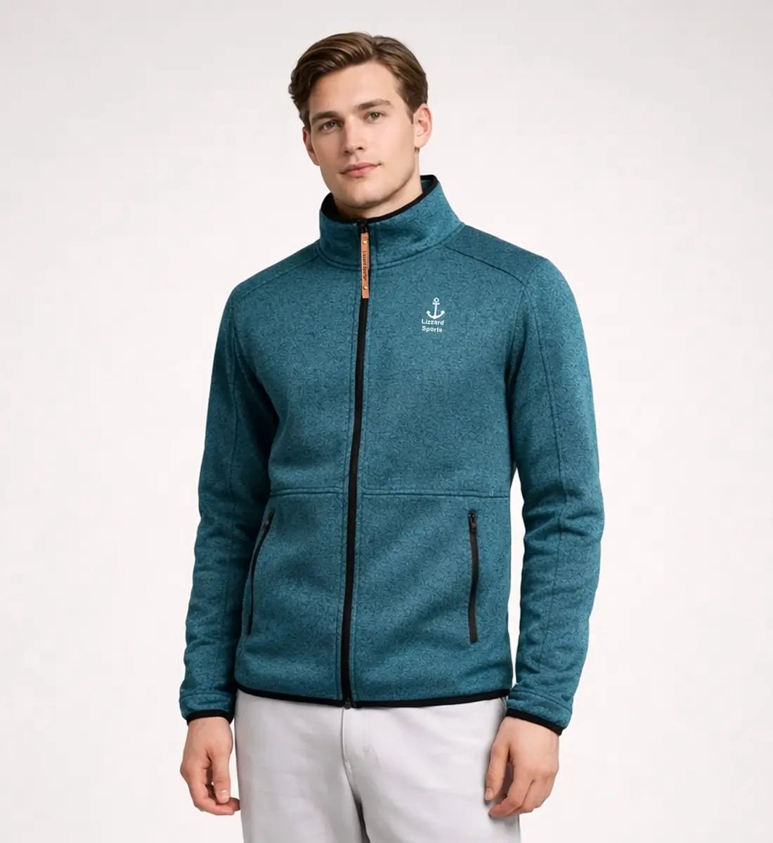 Lizzard Sports Heren Fleece Vest met Rits Milans – Gebreid Fleece Trui Heren zonder Capuchon Comfort Fit Groen