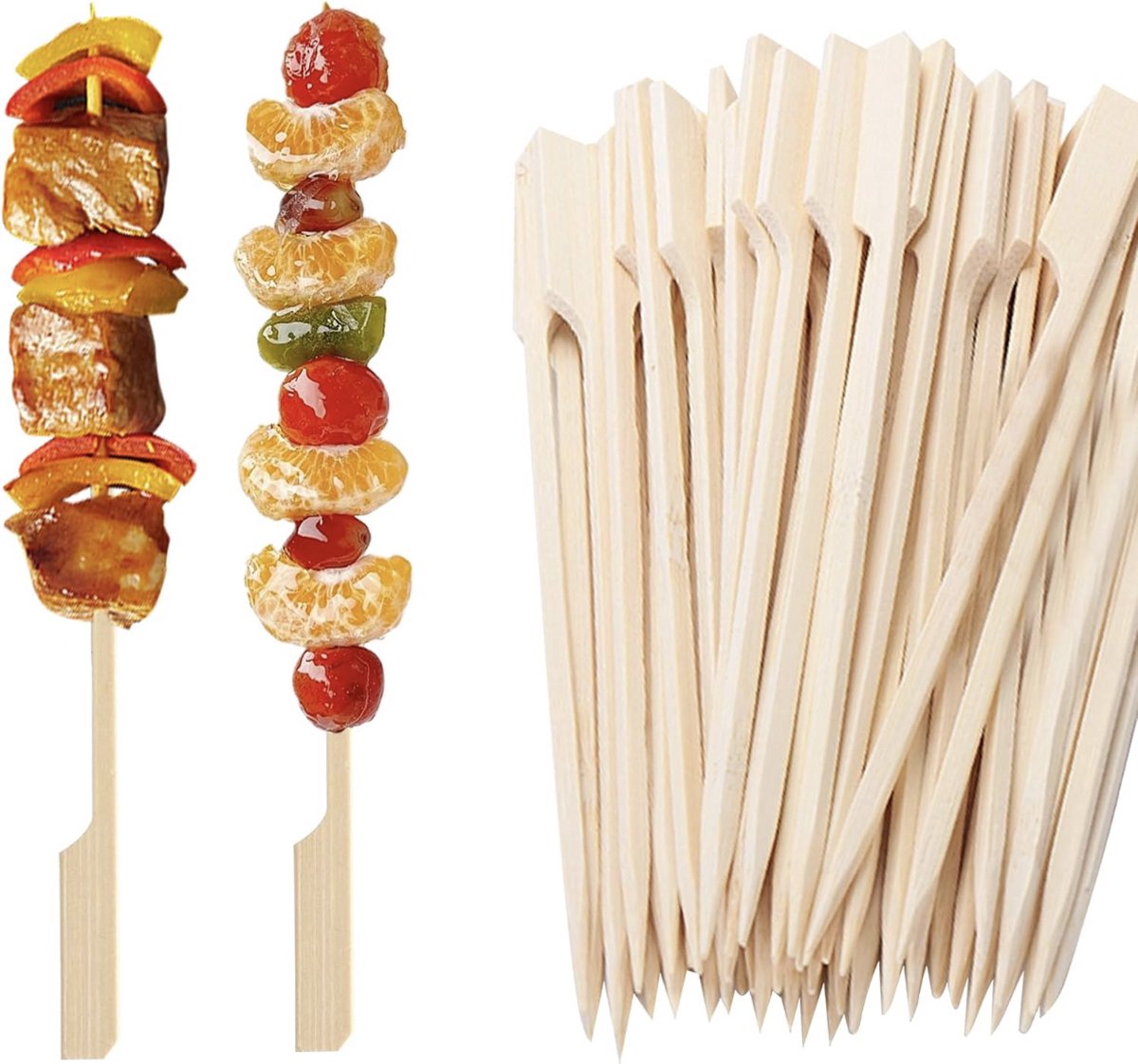 200 Stuks Houten Spiesen (18 cm) voor BBQ, Snacks, Fruit en Buffet - Stevige Grillstokjes