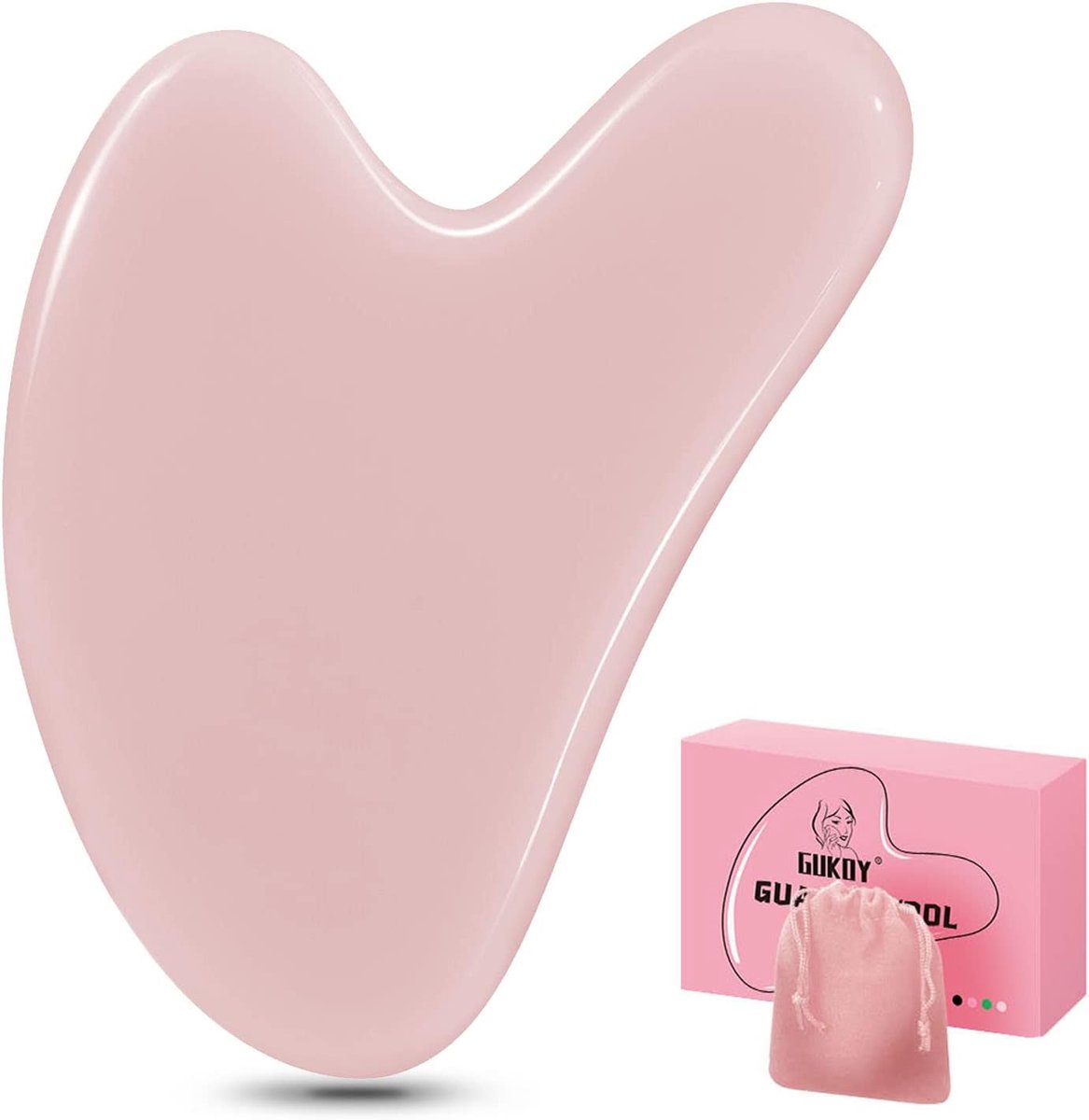 Gua Sha stenen massage tool-hartvormig jade guasha board voor gezicht, ogen en hals - roze