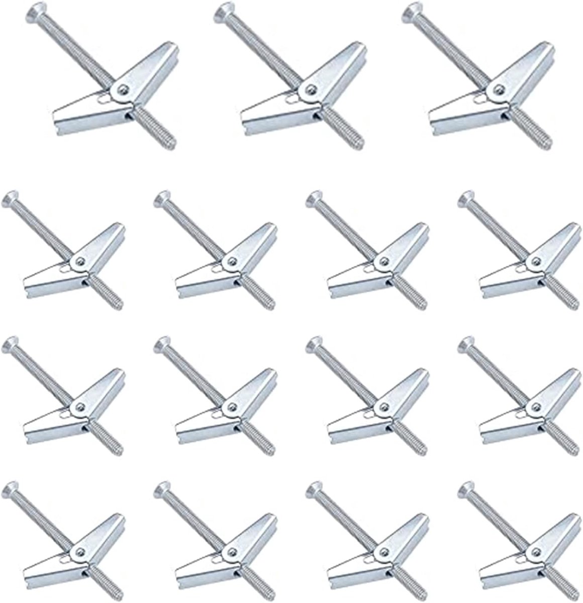 15 stuks lente vouwbare deuvelhaken - plafondhaken - koolstofstalen haak deuvels - M4 expansieschroeven - extra bevestigingsschroeven - voor plafondmontage - wandmontage - planten ophangen - zilver