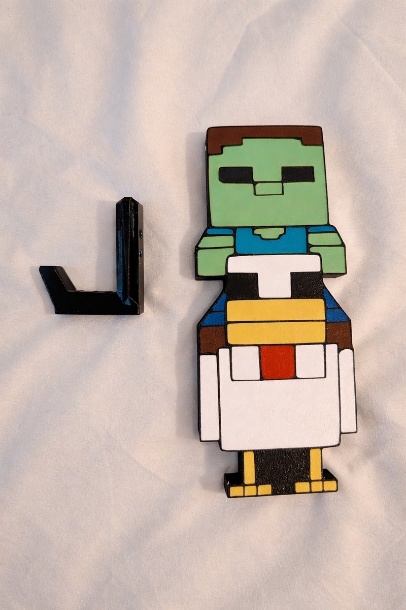 Minecraft Chicken Jockey Wandhaak - Kapstokhaak - 3D Geprinte - Kapstokhaak - Kapstok voor Jas, Tas en Gaming Kamer