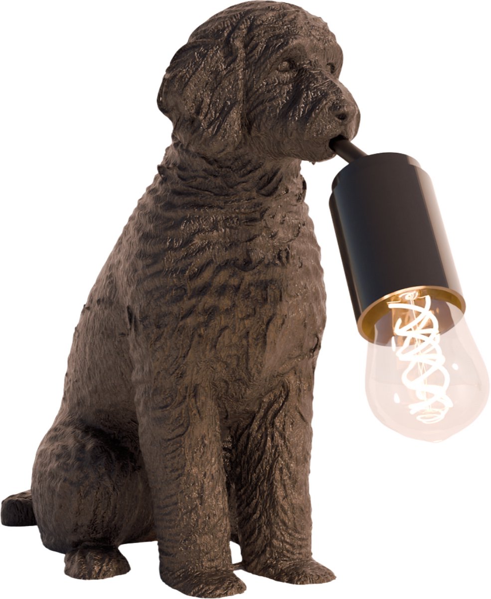 Fiastra Goldendoodle tafellamp - hondenlamp - zwart - E14 - 30 x 18 x 25 cm