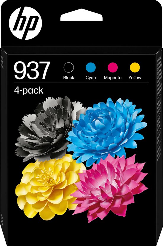 HP Inktcartridge 937 Origineel 4-pack Zwart, Cyaan, Magenta, Geel 6C400NE