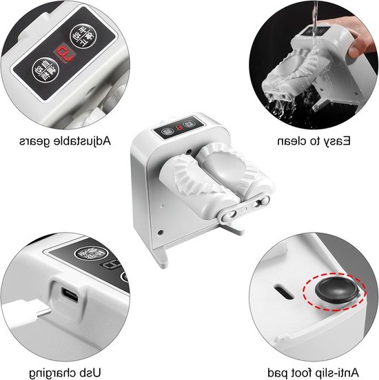 Automatische dumplingmachine voor het snel en eenvoudig maken van ravioli, deeg en knoedels met roestvrijstalen accessoires en gebruiksvriendelijke bediening. — afbeelding 4