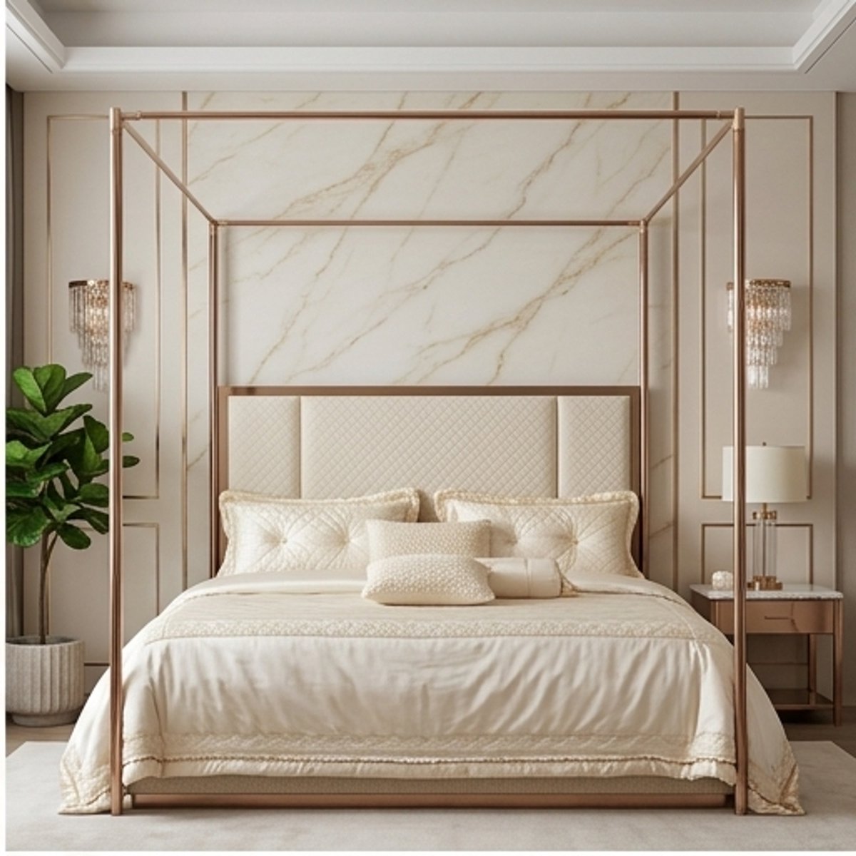 Stalen Hemelbed Moskitonet Frame King Size – Universeel Canopy Bed Frame 4-Palen RVS Zilve