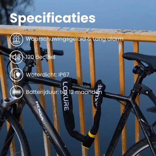 Loxure Fietsslot met Alarm - 120 Decibel Alarmsysteem - Anti-Diefstal - 120 cm lengte - 8 mm dikte - Gehard Staal - 2 Jaar Garantie