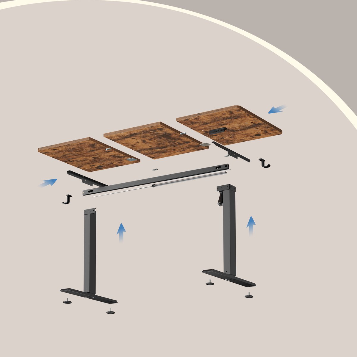 VASAGLE - Zit Sta Bureau - Elektrisch - Met Memoryfunctie en 4 Hoogtes - Voor Thuiswerkplek thumbnail 6