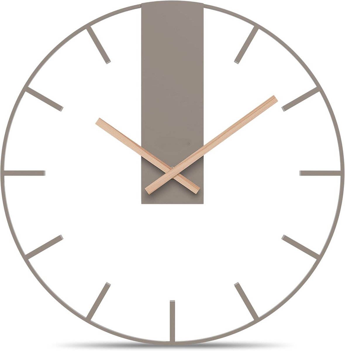 PromoHome Jenson XXL stille wandklok 40 cm - geruisloos uurwerk - vintage design warmgrijs - metaal en hout - moderne wanddecoratie