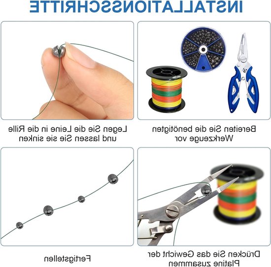 Vissersfloat set met 10 dobbers, 4 rubberen stoppers, 4 twist clips en 205 loodgewichten voor diverse vistechnieken van Merkloos — afbeelding 3
