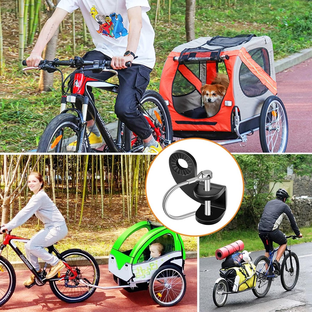 Hondenfietskar - 2-delige fietskarkoppeling - Fiets Trekhaak Koppeling - Hondenkar - Fietskar - Fietskar bagage - aanhangwagen - fietsaccessoires met U-gesp - Fietskardeel koppeling adapter – foto 6