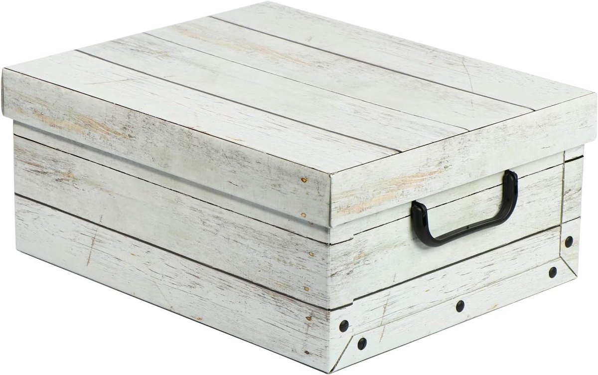 Cadeau idee - 2 Pack Storage Box Medium - Opbergdoos Wit Houtlook