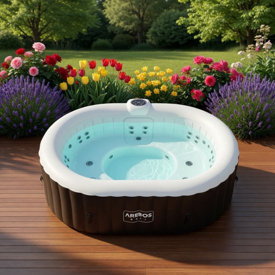 Hot Tub Inflatable - with LED Lighting - Hot Tub for Indoor and Outdoor - 2 Persons - 90 Air Jets - 190x120cm - 550L - Inflatable Hot Tub Massage-Mobili Bella