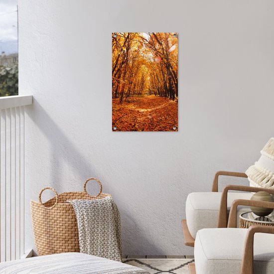 Affiche de jardin - Automne - Forêt - Feuilles - Oranje - 40x60 cm - Décoration de jardin - Toile jardin