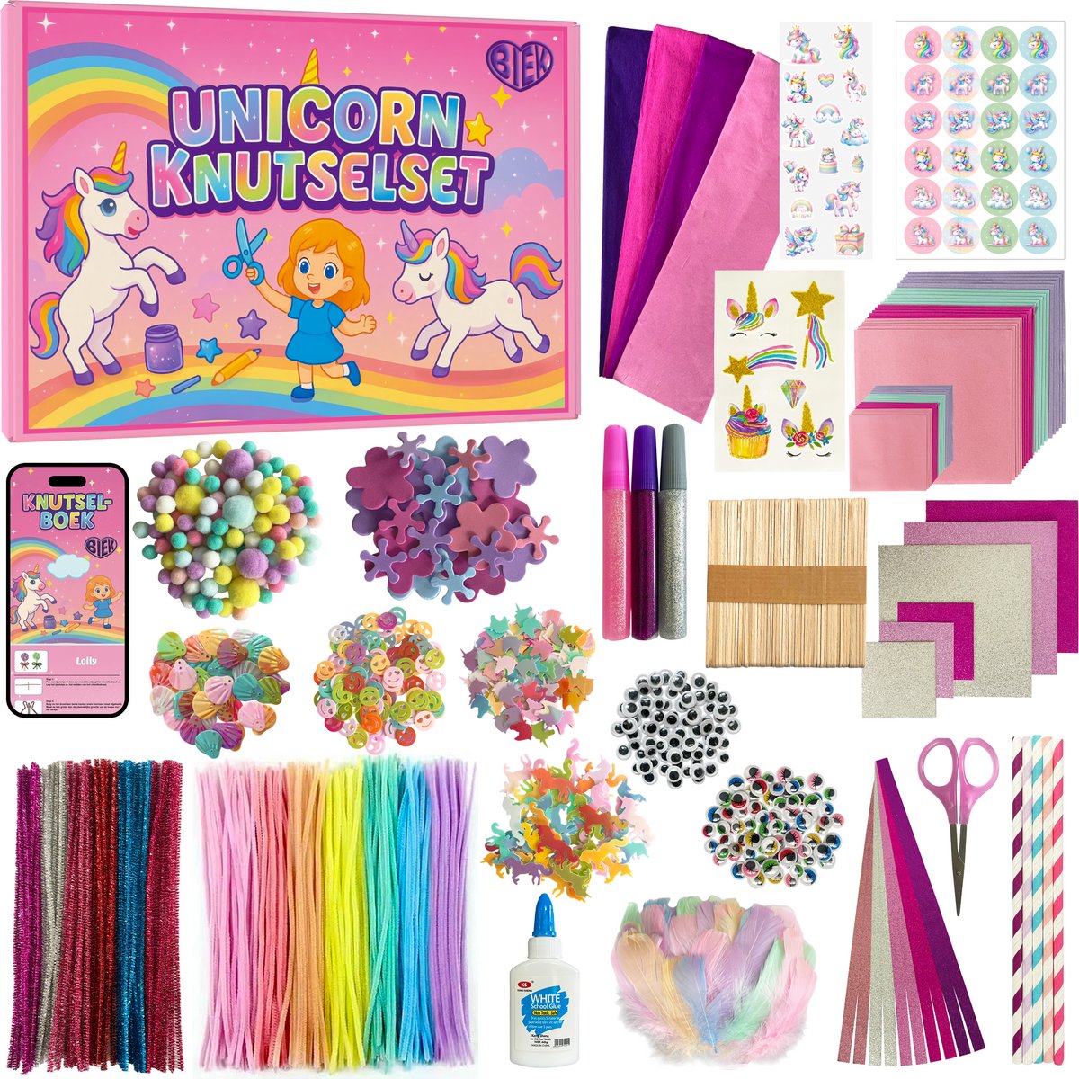 Unicorn Knutselset - Knutselen Meisjes - incl. E-book met voorbeelden - Knutselpakket - Knutseldoos - Knutselen voor Kinderen