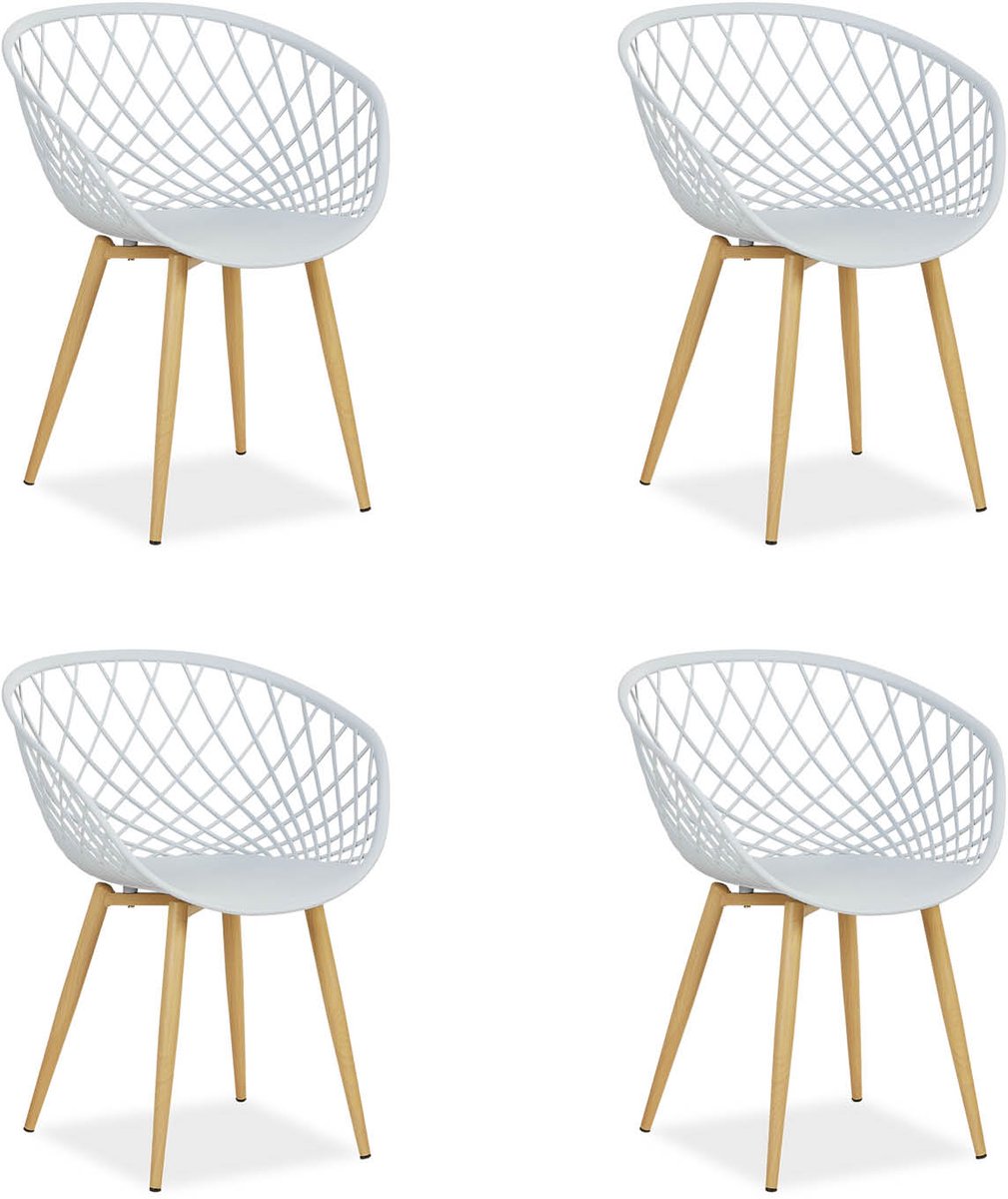 Homestyle4u Tuinstoelen - Set van 4 - Kunststof - Grijs