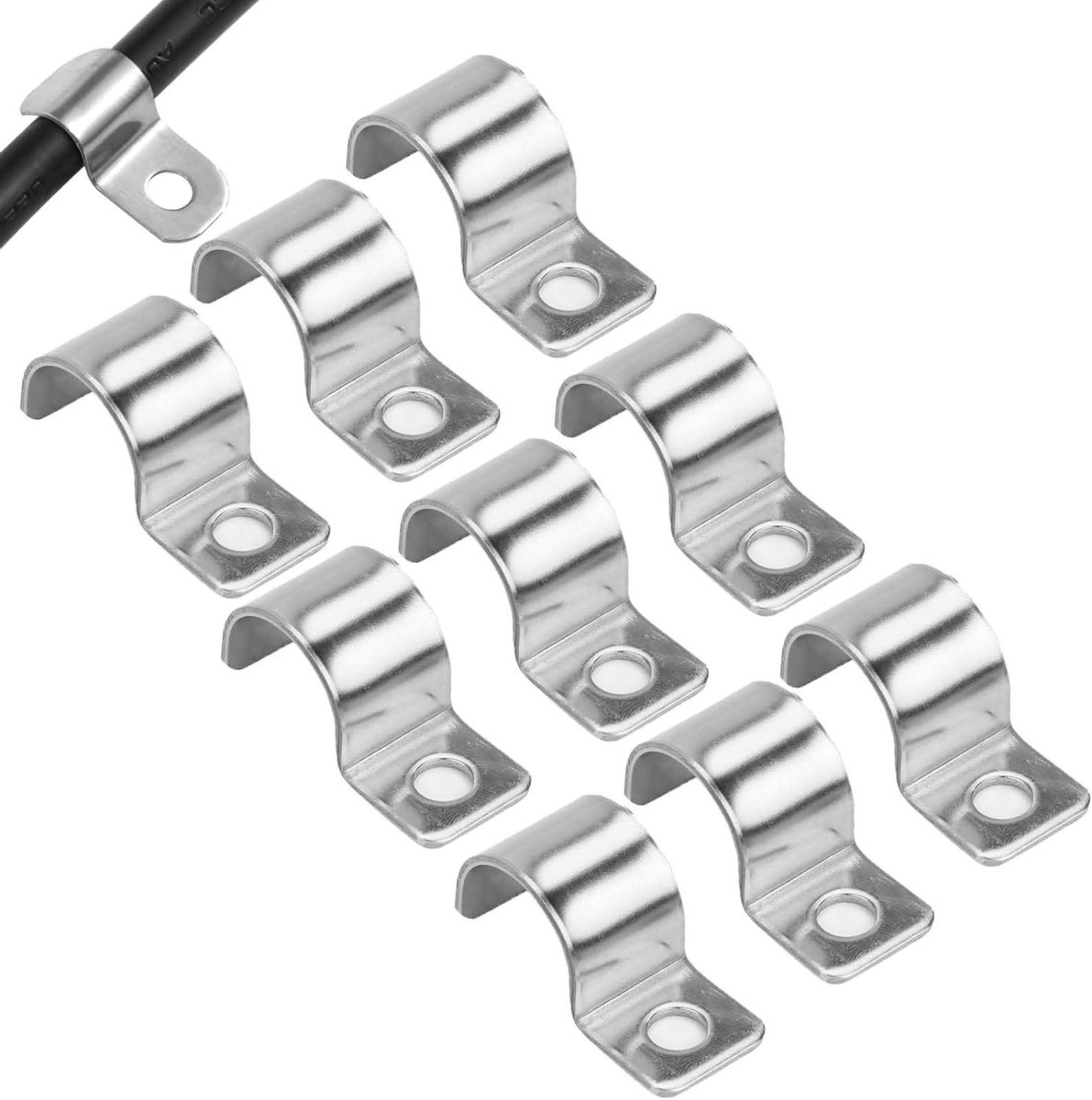 Kabelclips 16 mm, Versterkte Beugels voor het Bevestigen van Kabels, Pijpen en Buizen, Verpakking van 20 Stuks