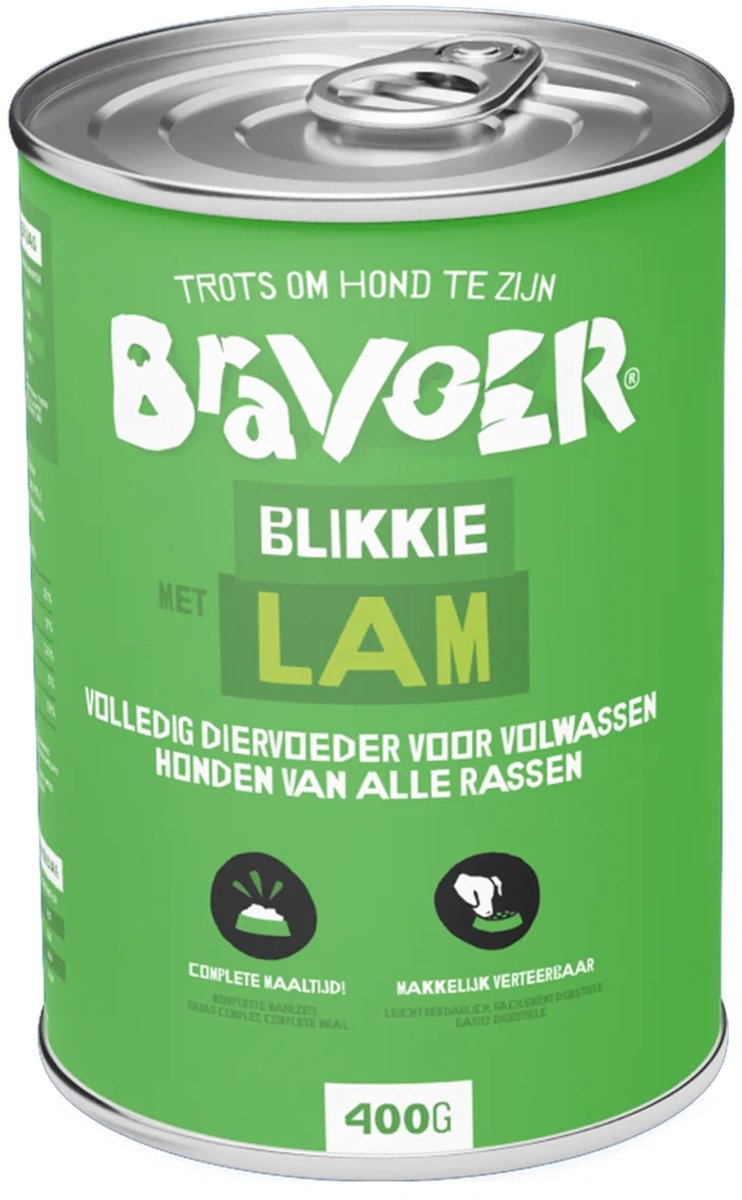 Bravoer Blikkie met Lam 400g - 12 stuks