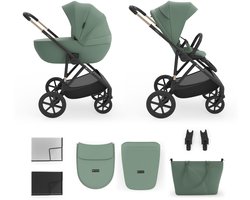 Kinderkraft PRIME 3 Kinderwagen - grote 8 en 12 inch wielen verstelbare duwbeugel 3 standen boodschappenmand - Grijs