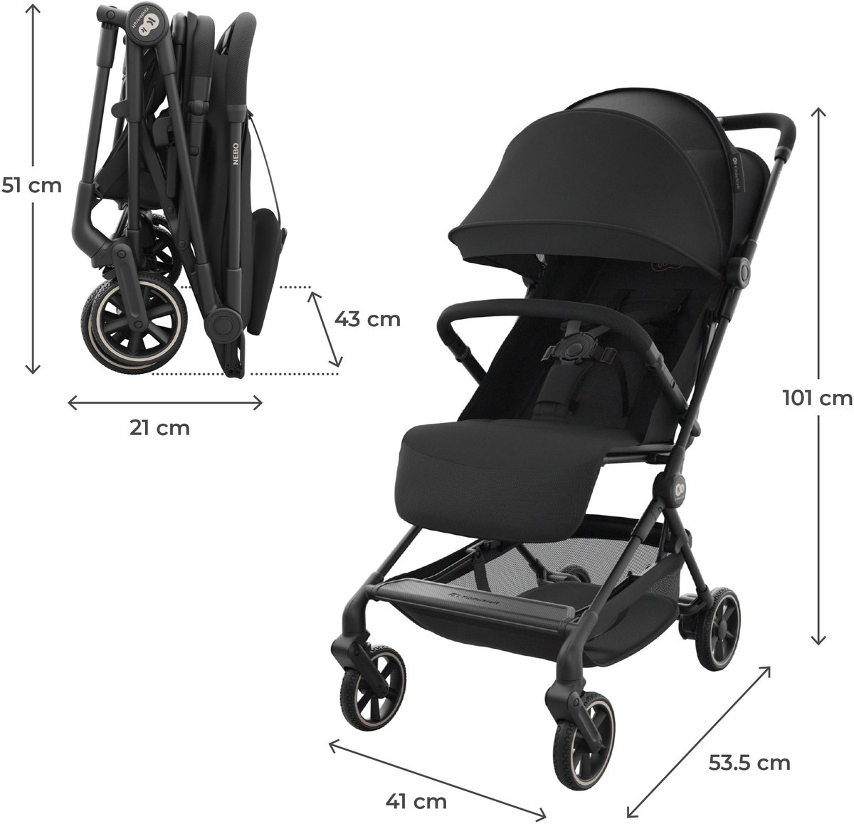 Kinderkraft NEBO - Buggy - Lichtgewicht - Handbagageformaat - Met Draagtas - Zwart – foto 7