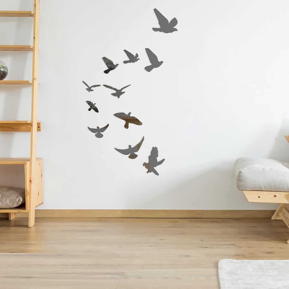 3D Vogelvormige Spiegel Wandstickers voor Woonkamer en Slaapkamer - DIY Muurdecoratie voor