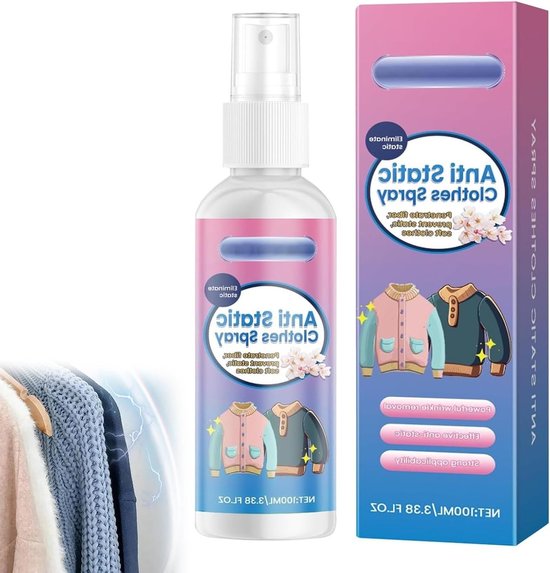 Antistatische spray voor kleding, textiel, meubels en auto - Vermindert statische lading, 100ml