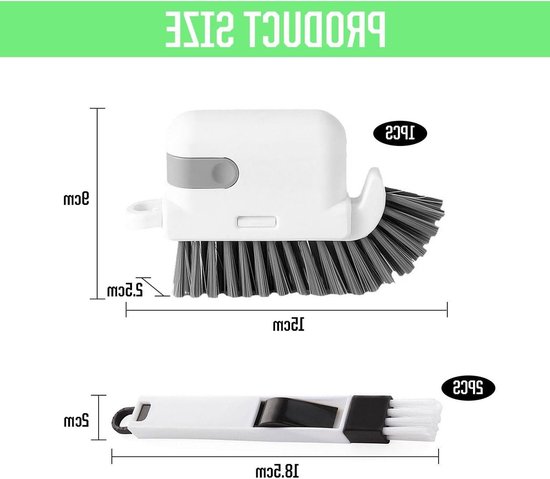 3-in-1 Schoonmaakborstel Set met 2 Voegenborstels voor Multi-Functioneel Gebruik, Ideaal voor Ramen en Kieren, Handwasbaar en Draagbaar — afbeelding 5
