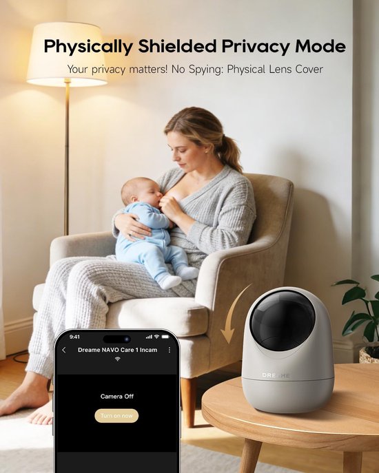 DREAME 2.5K 4MP huisdier hond camera, indoor beveiligingscamera draadloos, dual-band 5G/2.4G wifi, auto-tracking, 360° pan-tilt, cloud & lokale opslag, fysieke privacymodus, werken met Alexa en Google — afbeelding 4