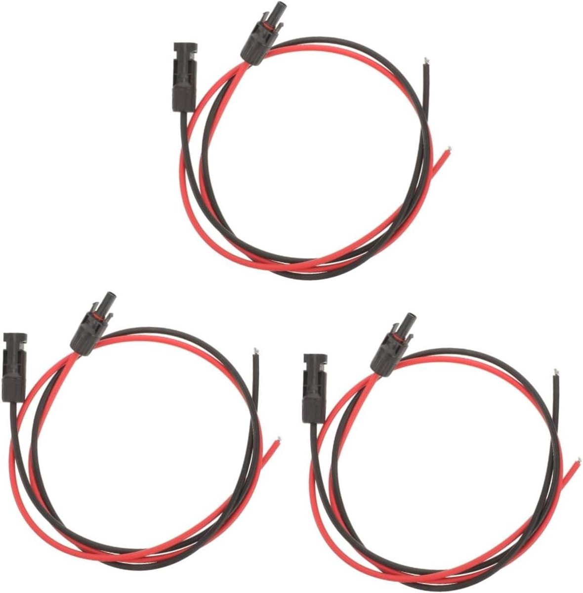 Verlengkabel Zonne-adapter - Zonnepaneel Kabel - Energie Opslag - Ingebouwde Veiligheid - 3 Sets 100cm - Zwart