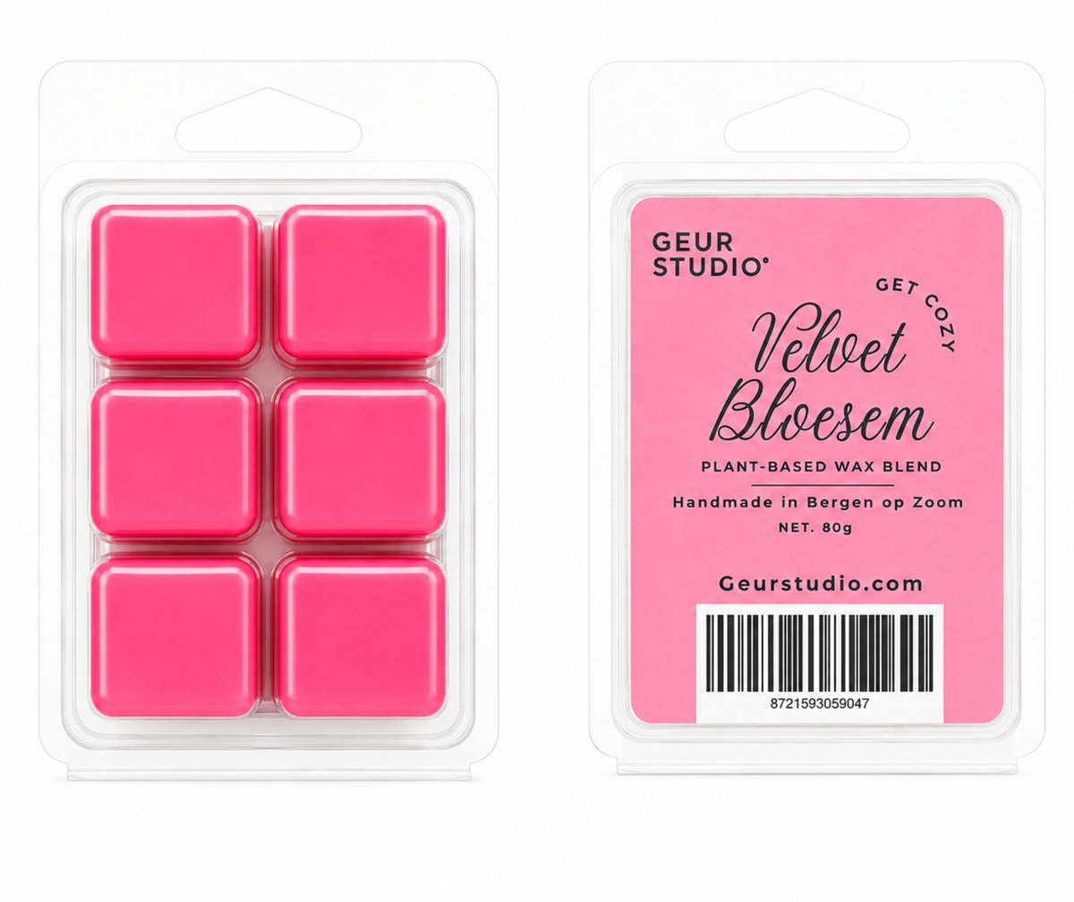 Geur studio Velvet bloesem - Wax melt - Zoet & bloemig - Kokos & raapzaad was - Handgemaakt in Bergen op zoom - 80g Roze
