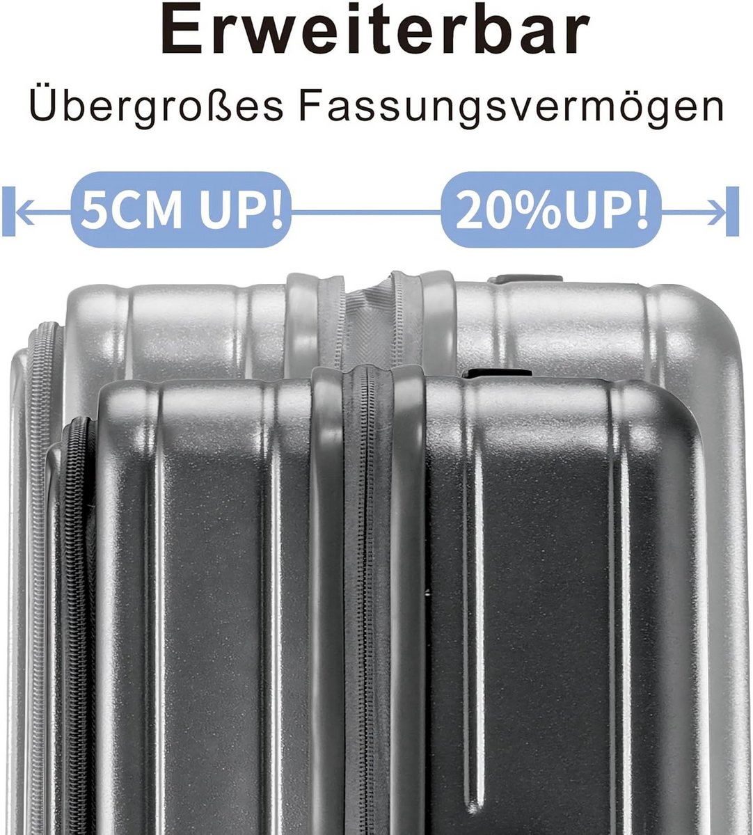 Harde Koffer Trolley - Uitschuifbaar en Met Dubbele Wielen - Handbagage en Reisbagage Set - Zwart – foto 6