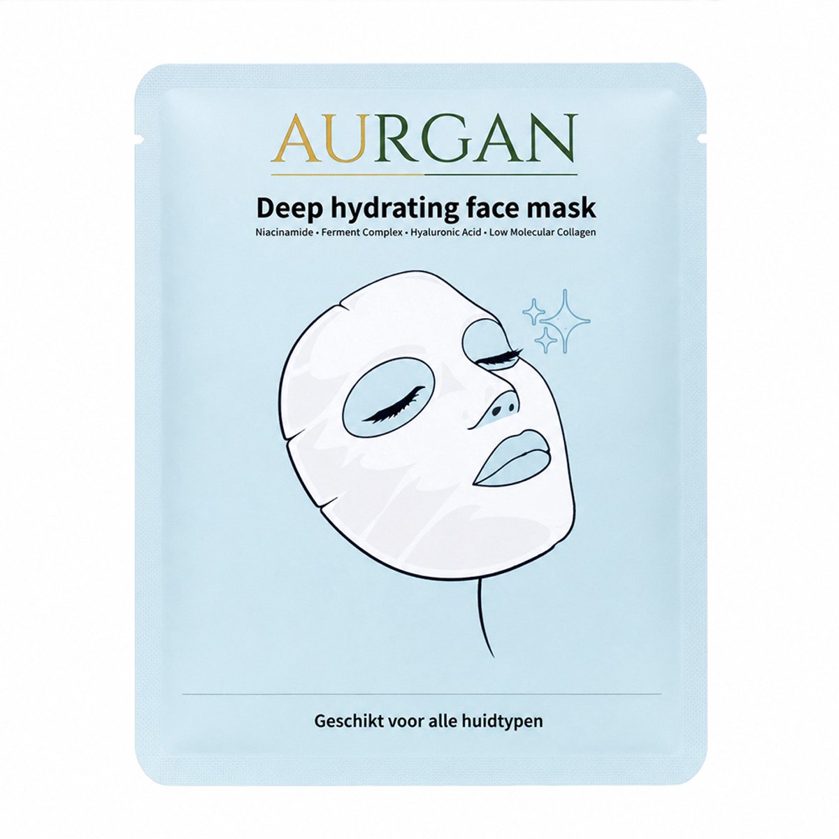 Aurgan Deep Hydrating Face Mask - Collagen sheet mask - Niacinamide, Ferment complex & Hyaluronzuur