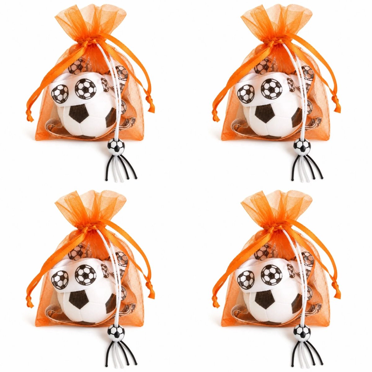 Voetbal geluks en anti stress cadeautje met gelukspoppetje, anti stressballetje en armband - voetbal - EK - WK - sport - cadeau - tule - anti stress bal