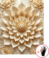 HobbyMania Originals Schilderen Op Nummer Volwassenen - Mandala Beige - Inclusief Verf Penselen en Tekenhandschoen - Kleuren Op Nummer - Paint By Number Volwassenen - 40x50 cm
