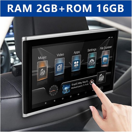 Draagbare dvd-speler voor videospelers op hoofdsteunen in auto's 10.1 Inch Auto Hoofdsteun Monitor IPS Touchscreen 1080P Auto Achterbank Videospeler FM AirPlay HDMI In met HD-roterend scherm (Color : — afbeelding 3