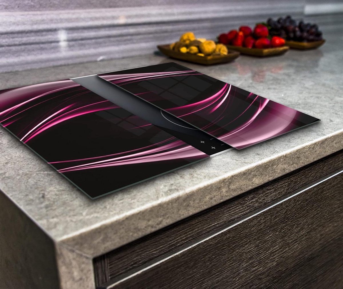 Kookplaat Beschermers Snijplank Glas Koken en Keuken Gehard Glas 2x 30x52 cm Paars Abstract
